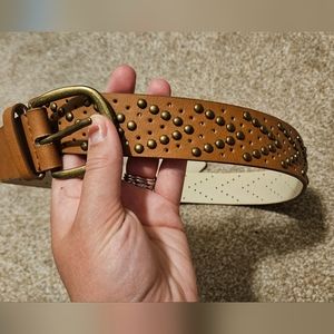 Womens brown belt with metal detail